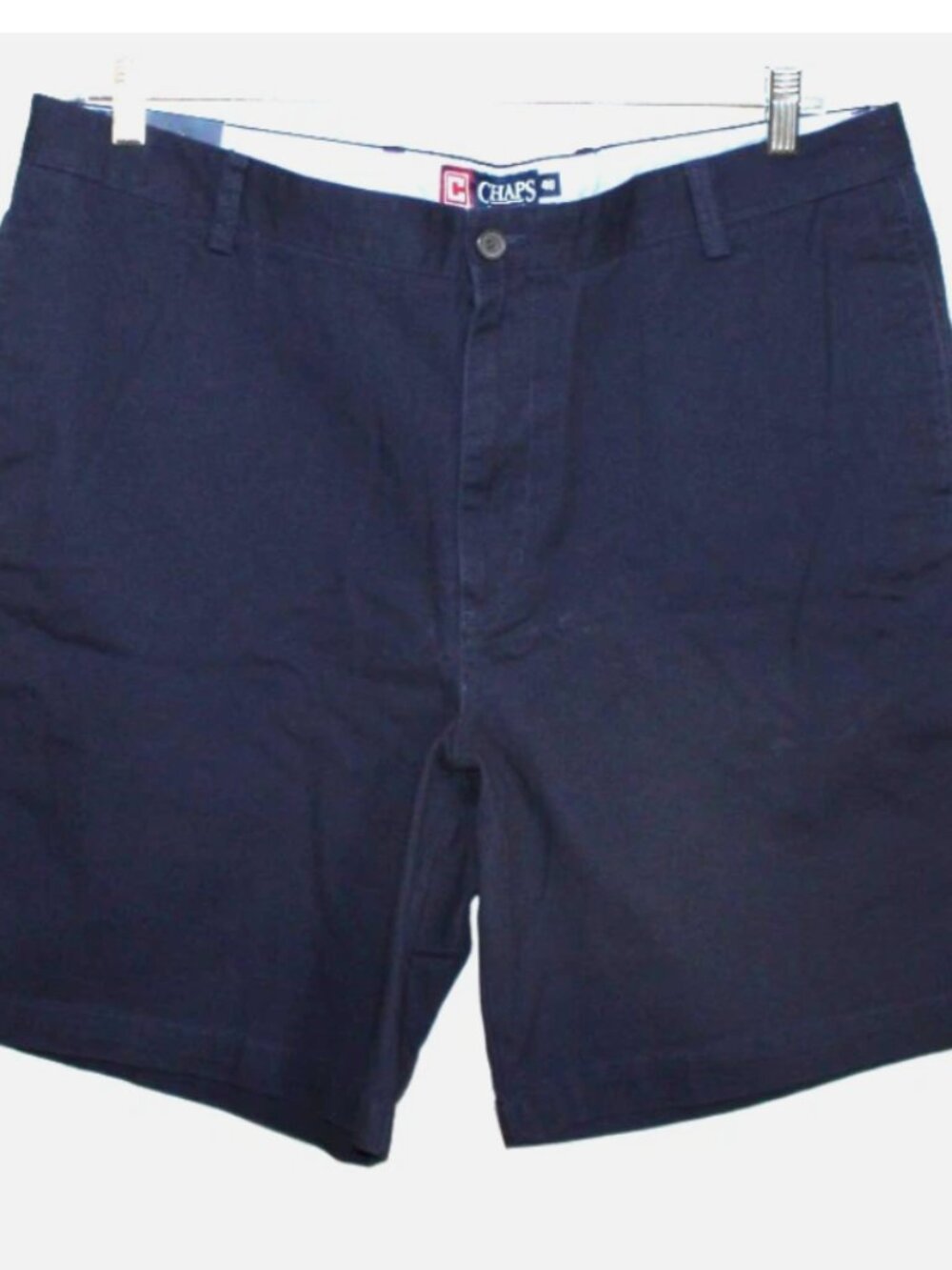 NWT Chaps Men's Flat Front All Cotton Chino Shorts Navy Blue Size 40